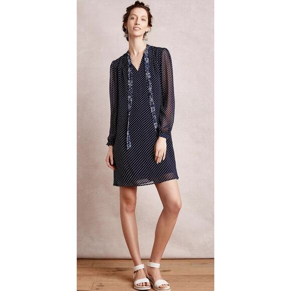 Anthropologie 11.1 Tylho Isla Chiffon Women’s Polka Dot Dress size Small - Picture 2 of 10